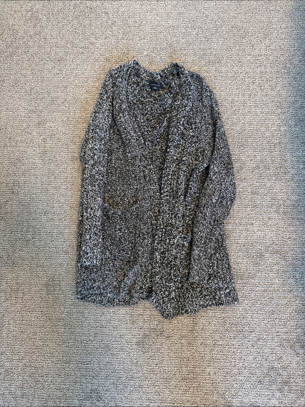 American Eagle Outfitters Marled Gray Open-Front Teddy Jacket